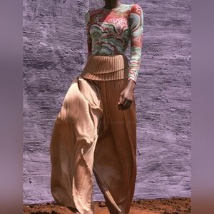 Andrea Iyamah Linea Pleated Pants Sz S Toffee Nwt Retail $284